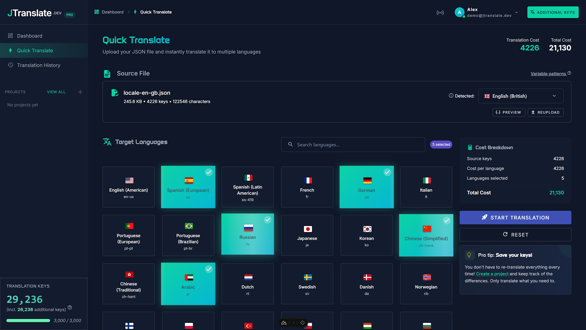 Free online JSON translation tool - Quick Translate